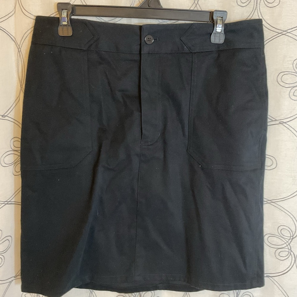 Women's Lauren Ralph Lauren Black Knee Length Skirt‎ Pockets Size 12 Stretch